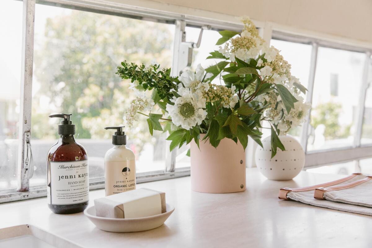 A collection of items at the Jenni Kayne Airstream pop-up event.