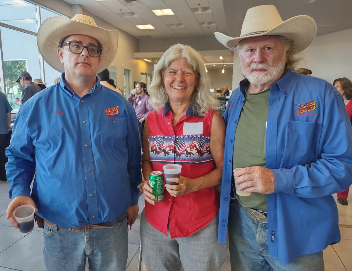 Poway Rodeo volunteers are, from left, Hank Miller, Kathie Pendo and Brian Sesko.