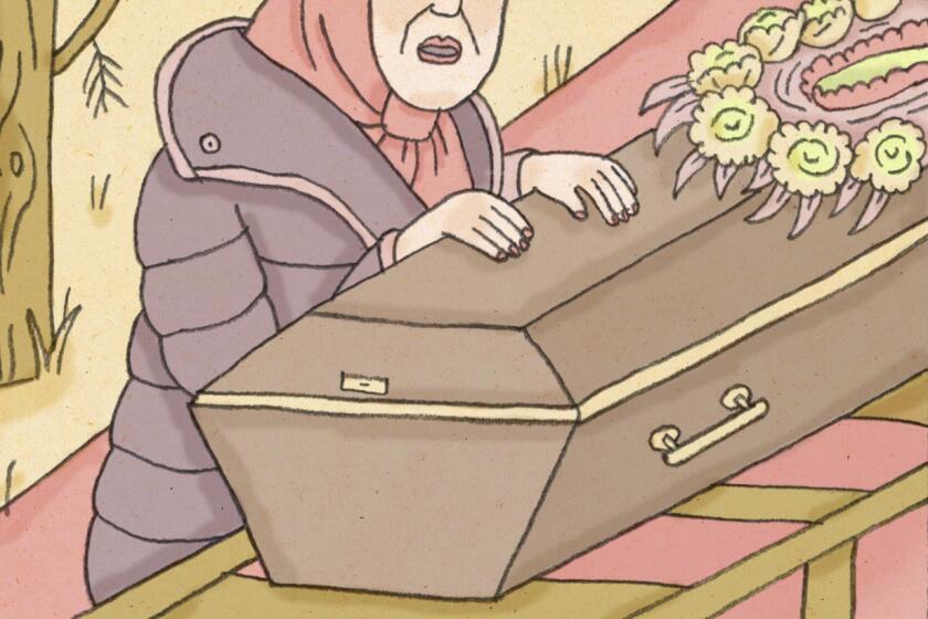 comic thumbnail depicting a woman standing over a casket.