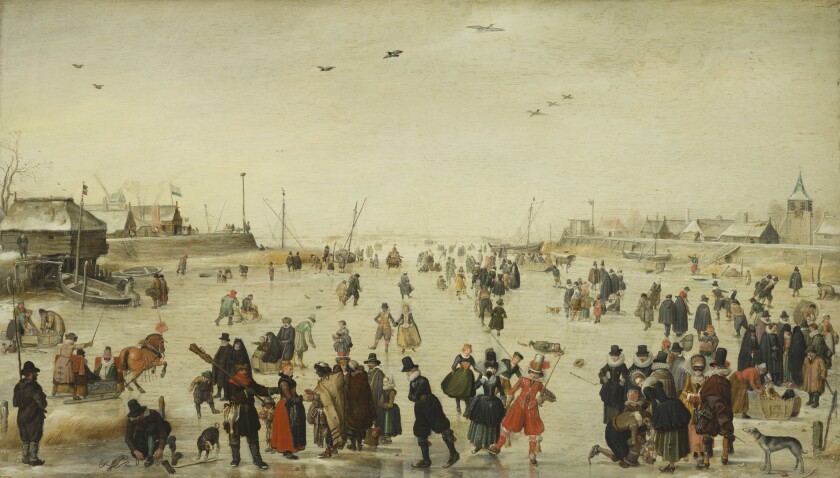Hendrick Avercamp, "Winter Scene on a Frozen Canal," circa 1620, oil on wood