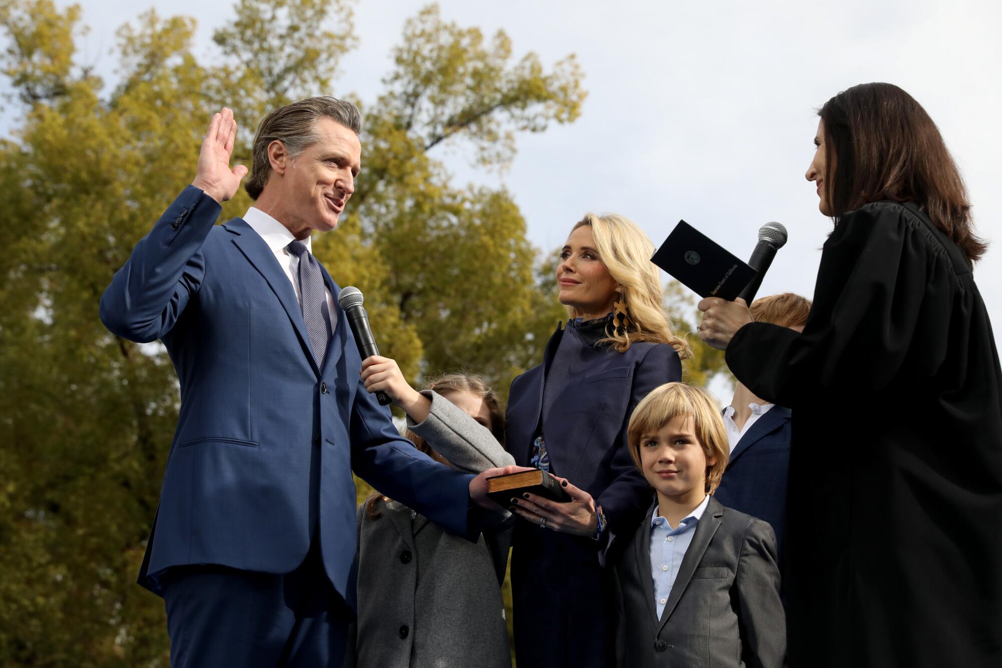 Gov. Gavin Newsom takes the oath of office. 