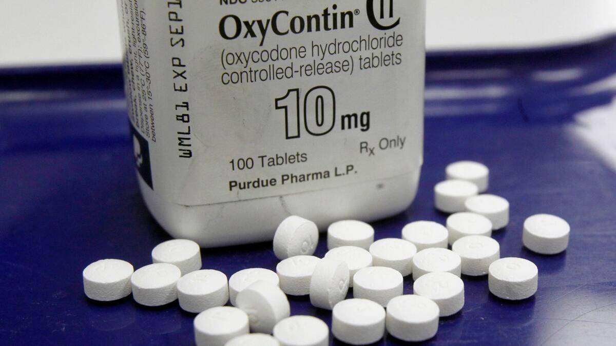 FILE - This Feb. 19, 2013, file photo, shows OxyContin pills arranged for a photo at a pharmacy in Montpelier, Vt. Two-thirds of the respondents in a Yahoo/Marist poll released Monday, April 17, 2017, said opioid drugs such as Vicodin or OxyContin are "riskier" to use than pot, even when the pain pills are prescribed by a doctor. (AP Photo/Toby Talbot, File)