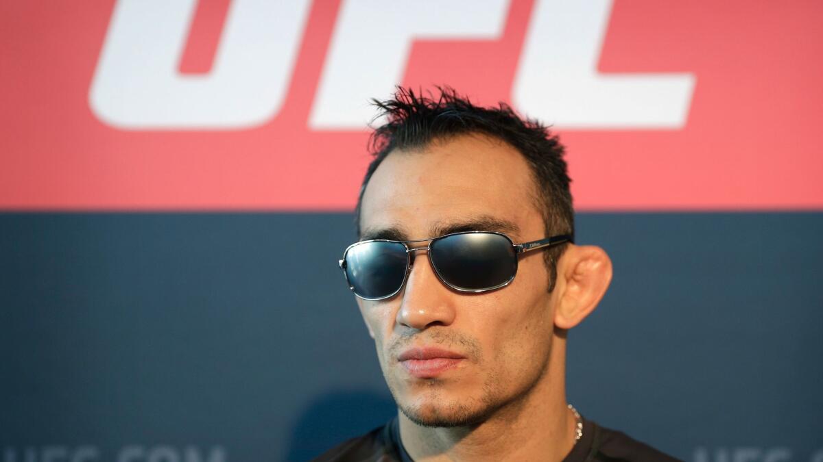 Tony Ferguson speaks with the media during a news conference on March 2.