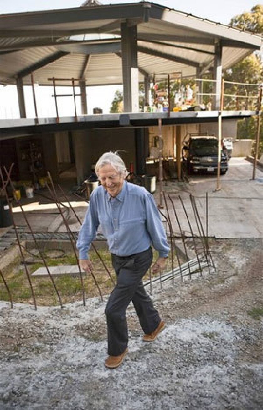 Beverley Thorne is at work on a house called Millennium, so named because he began designing it in 2000, in Oakland.