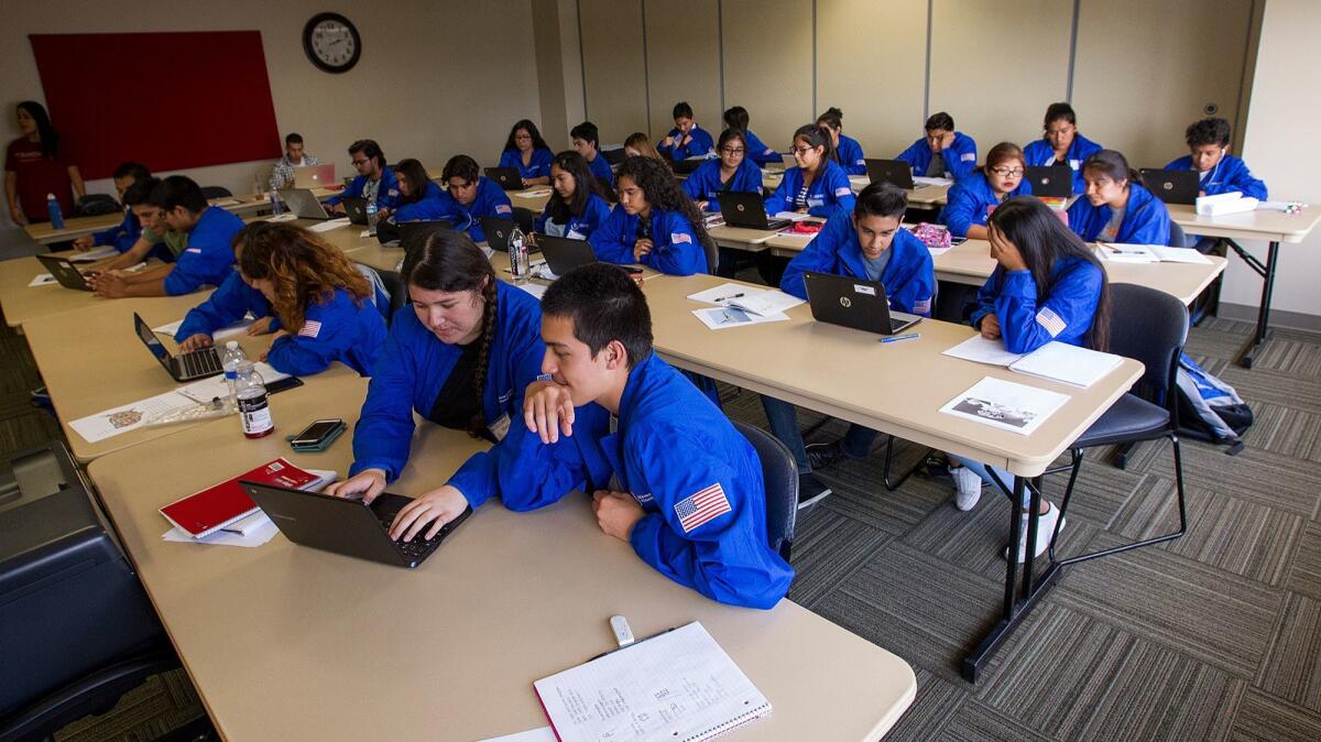 High school students participate in the Achievement Institute of Scientific Studies, a college to career readiness STEM program, at the University of Redlands, South Coast Metro Campus on July 19.