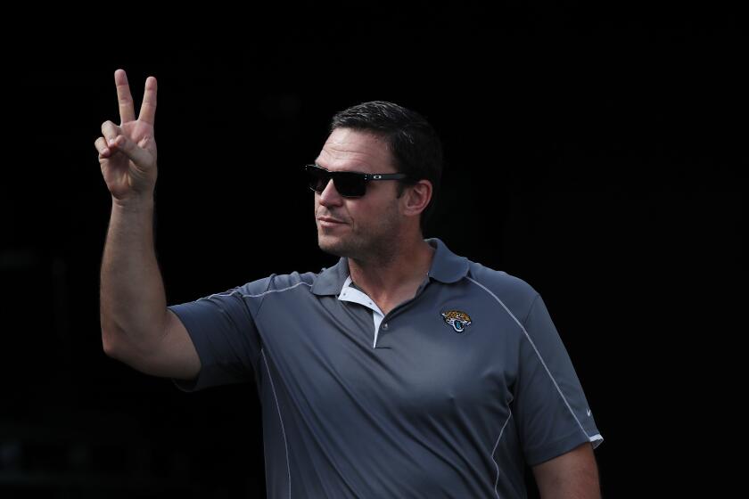 JACKSONVILLE, FL - NOVEMBER 12: Former Jacksonville Jaguars player Tony Boselli walks to the field prior to the start of their game against the Los Angeles Chargers at EverBank Field on November 12, 2017 in Jacksonville, Florida. (Photo by Logan Bowles/Getty Images)