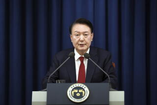 South Korean President Yoon Suk Yeol speaks.