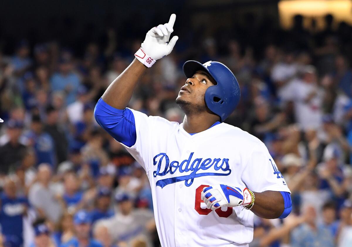Yasiel Puig could be a vital cog off the bench for the Dodgers.