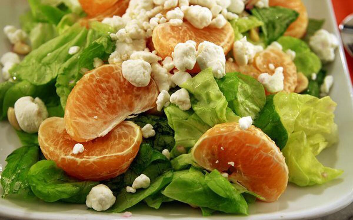 Tangerine, butter lettuce and goat cheese salad