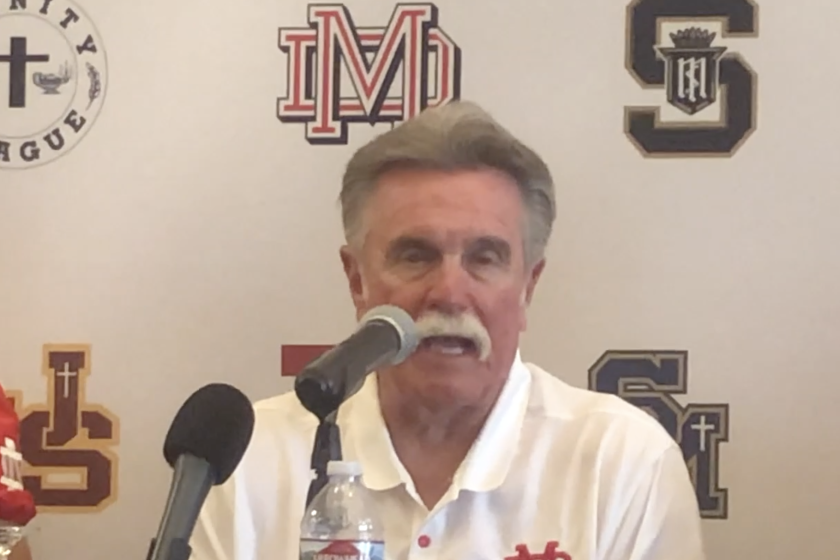 Mater Dei coach Bruce Rollinson talks about watching former players in college football.