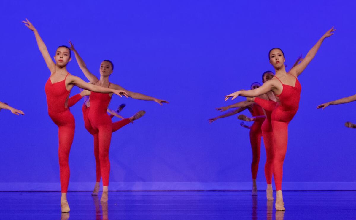 The HBAPA ballet ensemble in "Red Violin," choreographed by Brande Dunn, at a rehearsal on Wednesday.