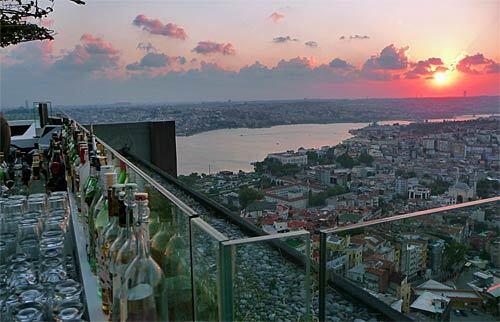 A view of the Golden Horn and Seraglio Point from the rooftop of the restaurant Mikla, atop the Marmara Pera Hotel in the fashionable Beyoglu district.