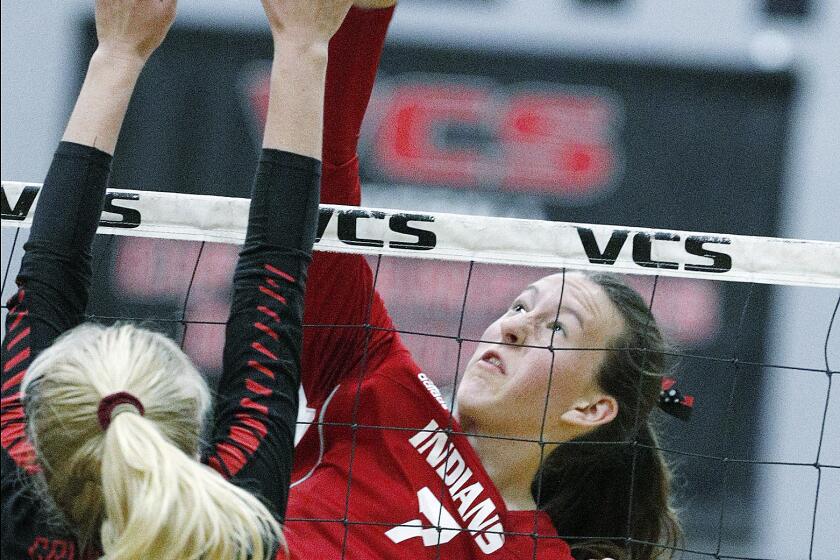 Burroughs' Lydia Grote, pictured in 2018, had eight kills in the Indians' defeat of