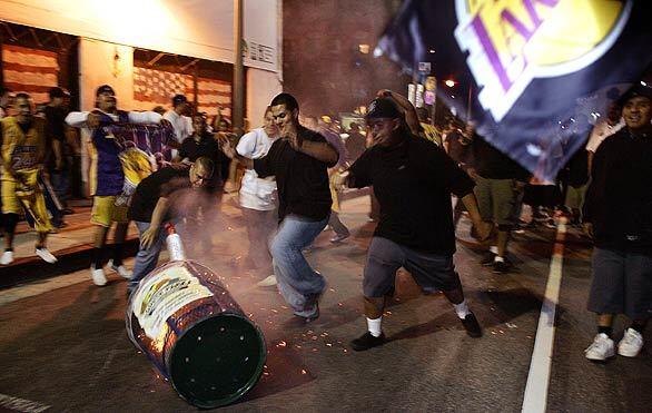 Lakers celebrations become destructive