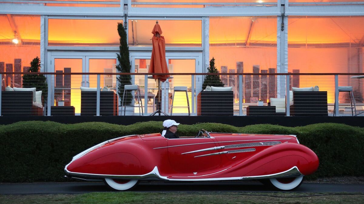 In Pebble Beach each August, you'll see this kind of jewel -- a 1938 Delahaye 165 Figoni & Falaschi Cabriolet.