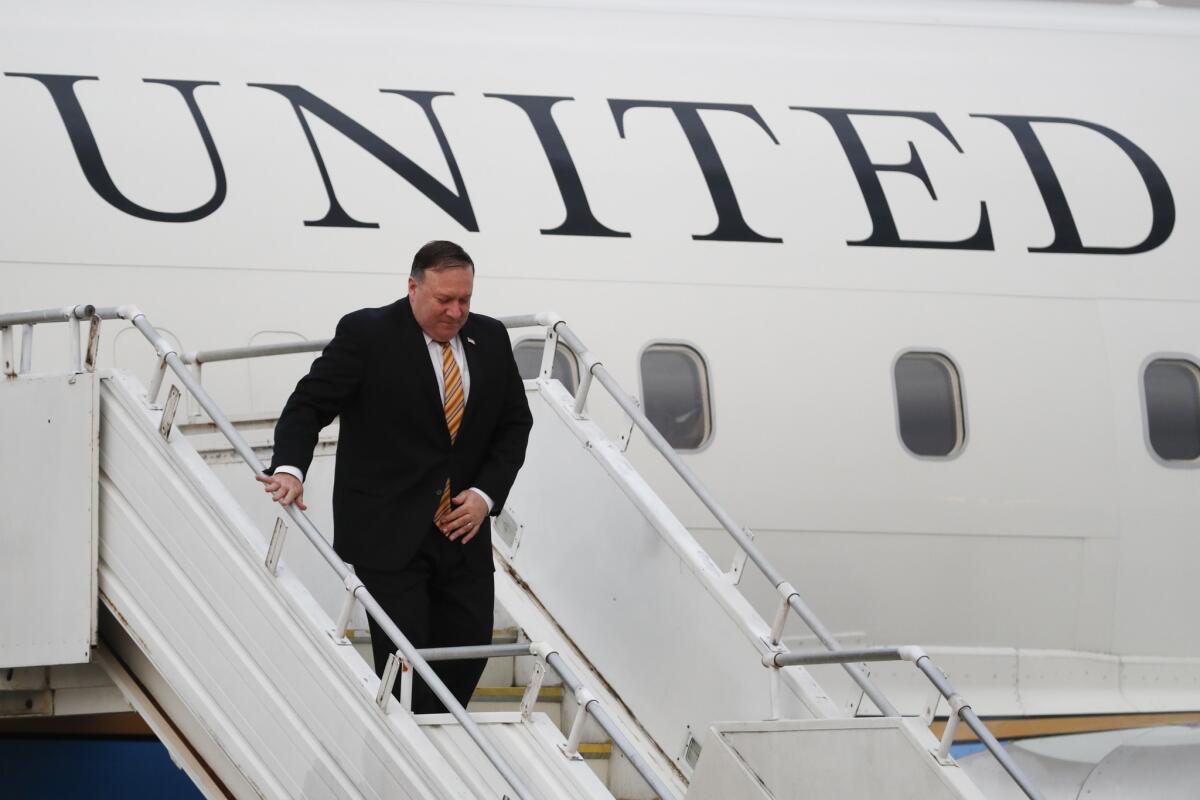 Secretary of State Michael R. Pompeo arrives in Malaysia on Aug. 2, 2018.