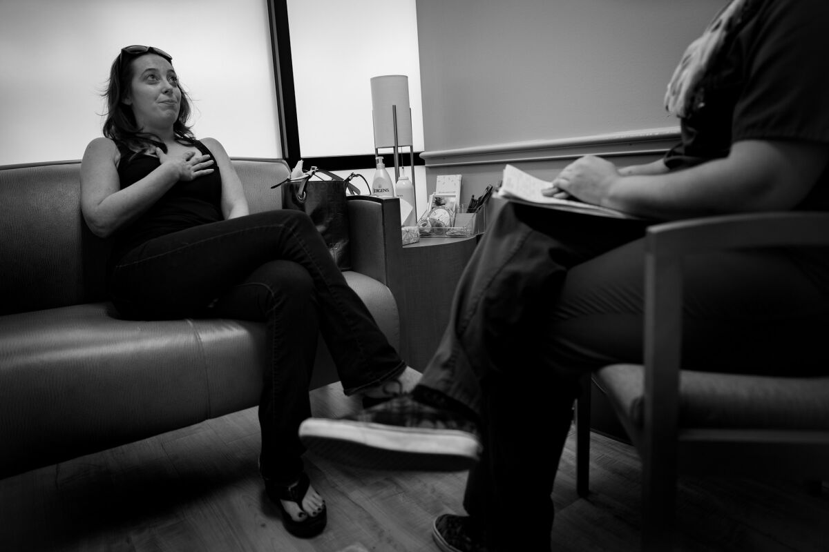 Tara meets with a therapist to discuss her decision to have an abortion. (Gina Ferazzi / Los Angeles Times)
