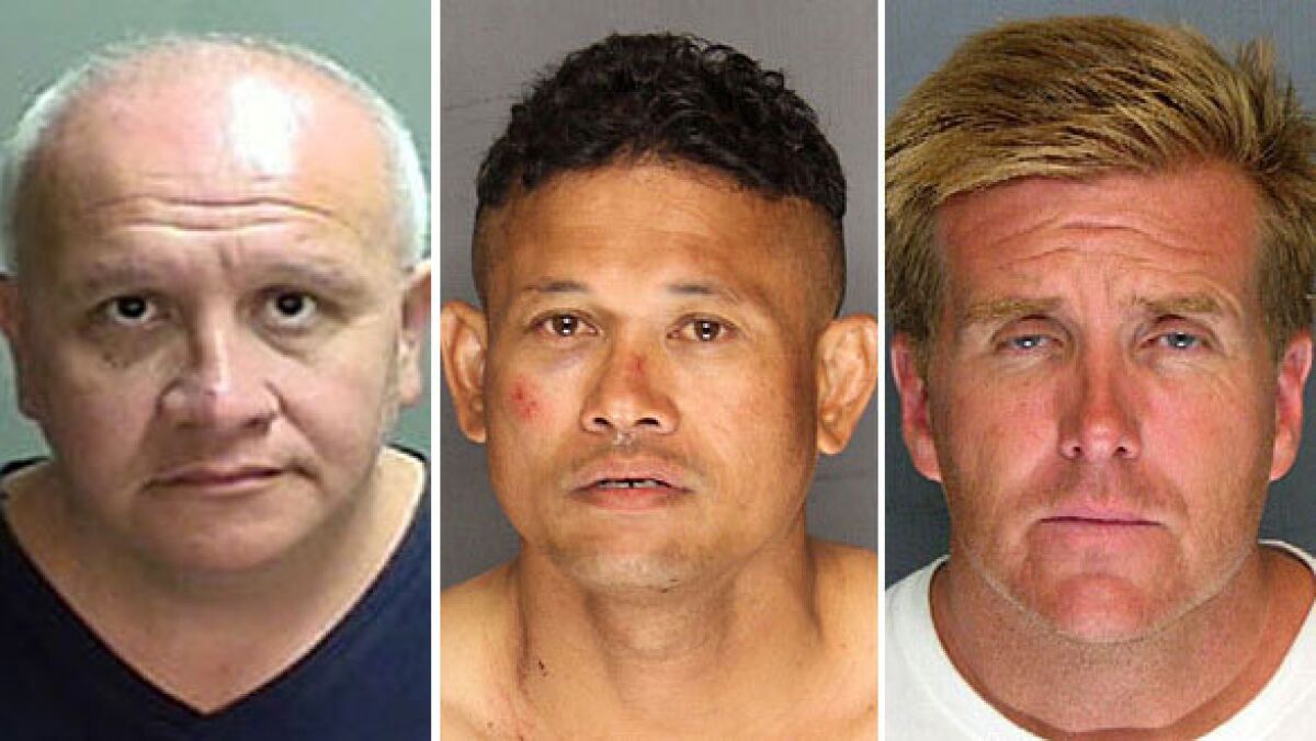 Left: Fidel Tafoya didn't serve time for violating parole and is now charged in a new offense. Center: Rithy Mam, a child stalker, violated parole, stayed free and was later arrested in a new case. Right: Robert Stone, a rapist and parole violator, was freed and soon charged in a kidnapping.