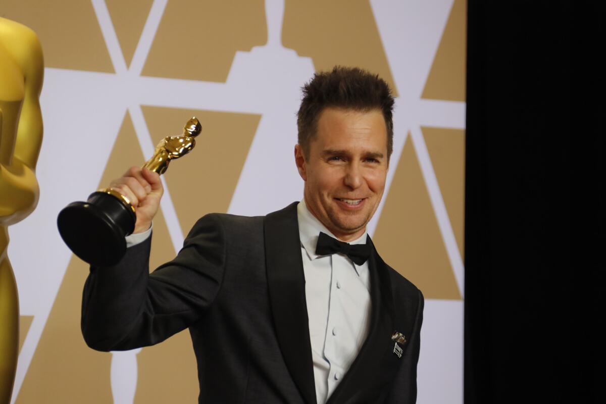 Sam Rockwell in the Photo Room at the 90th Academy Awards.