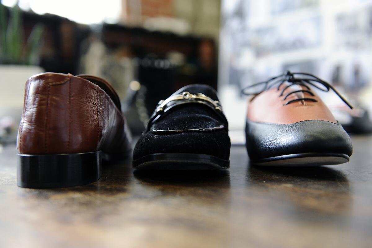 A look at footwear inside the studio of Newbark in Los Angeles.
