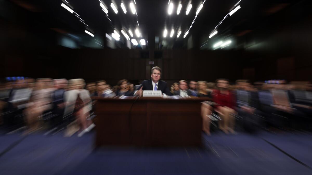 President Donald Trump's Supreme Court nominee, Brett Kavanaugh testifies before the Senate Judiciary Committee on Capitol Hill.