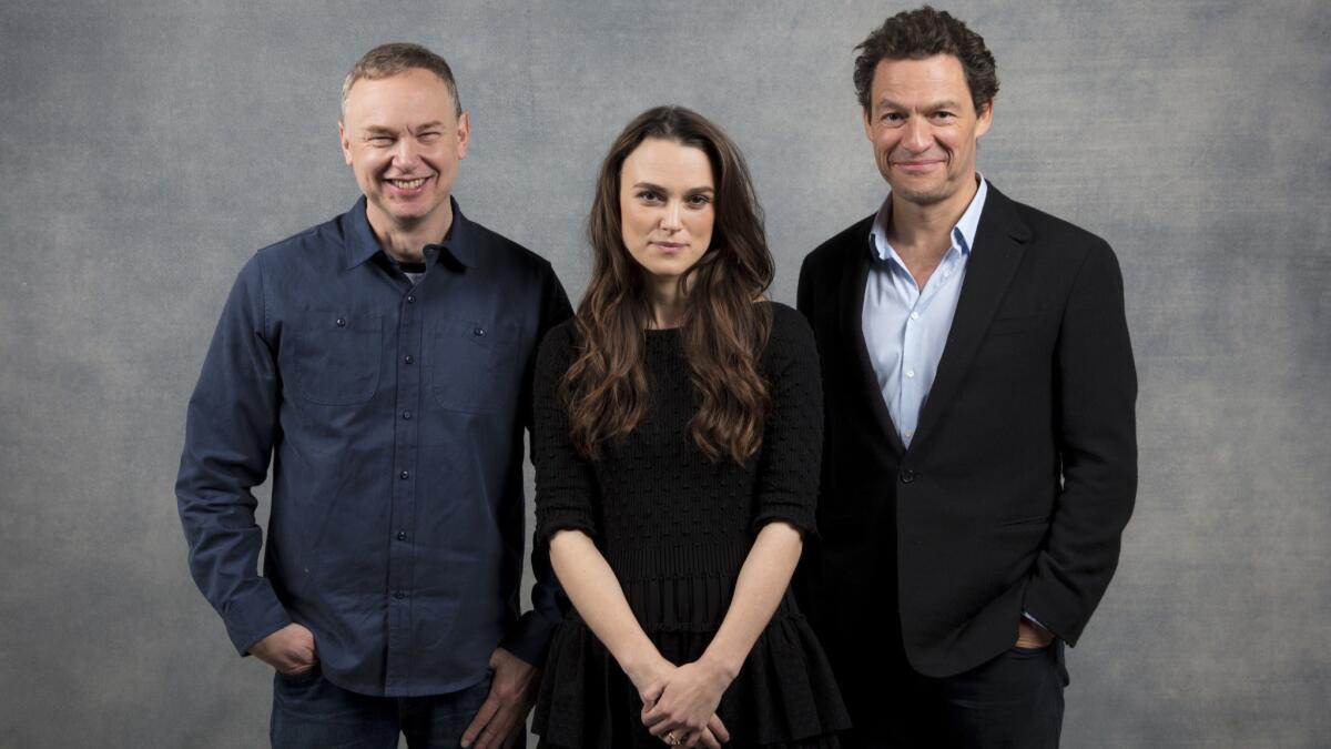 Director Wash Westmoreland, Keira Knightley and actor Dominic West at the Sundance Film Festival, where "Colette" premiered in January.