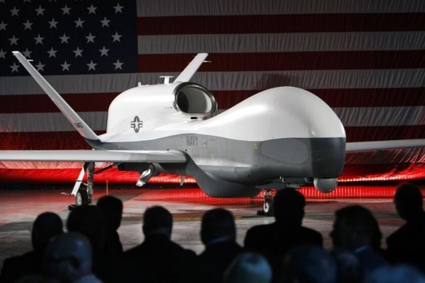 Northrop Grumman Corp. unveiled the first U.S. Navy MQ-4C Triton Broad Area Maritime Surveillance Unmanned Aircraft System (BAMS UAS) in a ceremony at its Palmdale manufacturing facility last June.