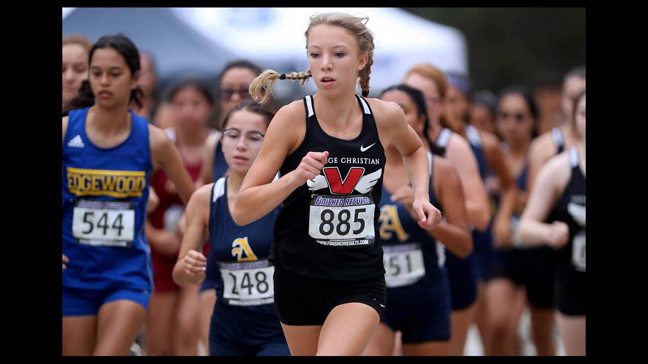 Village Christian runner Mia Barnett won the inaugural Jeff Nelson Invitational girls varsity cross country race, at Griffith Park in Los Angeles on Saturday, Sept. 1, 2018. The race is sponsored by Burbank High School.