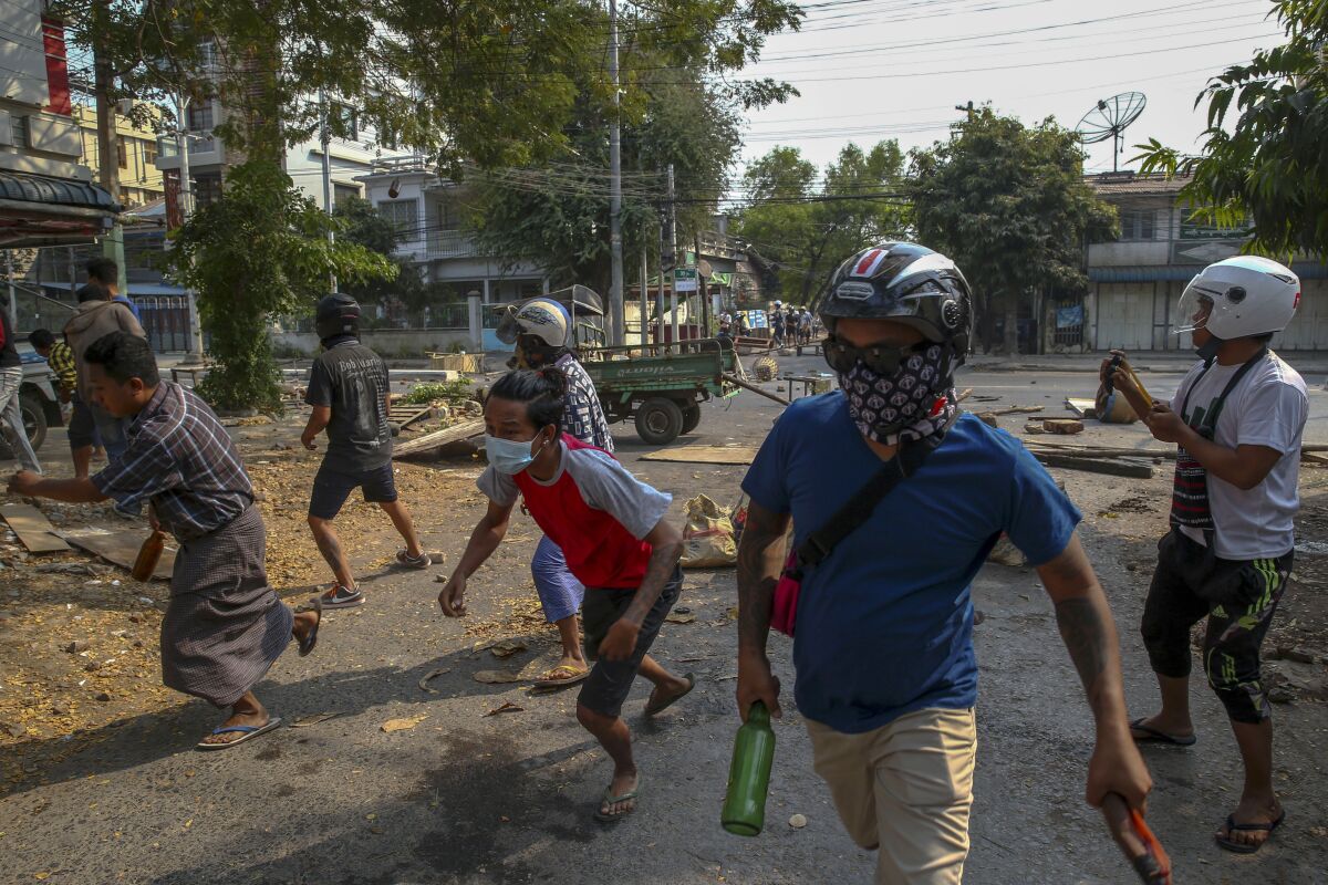 Anti-coup protestors in Myanmar