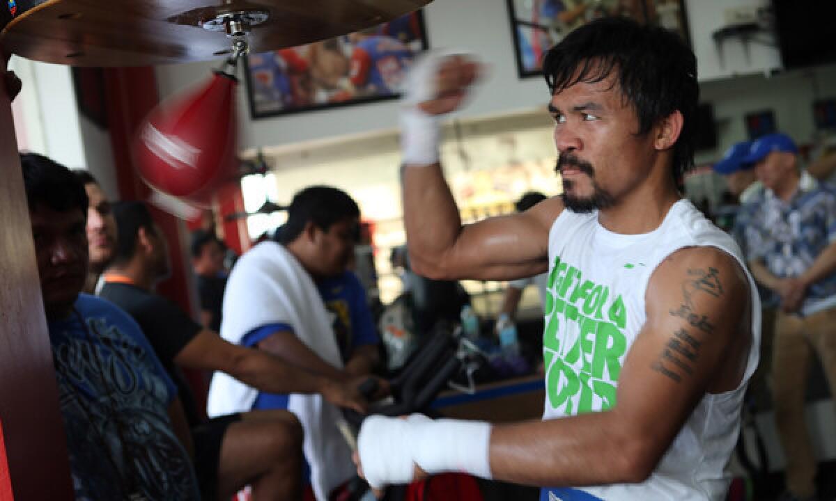Manny Pacquiao trains in the Philippines on March 4.