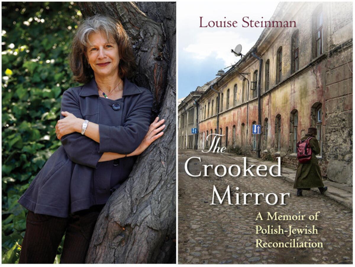 Author Louise Steinman and the cover of the book "The Crooked Mirror."