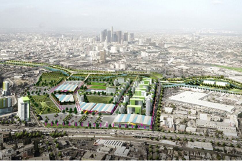 An artist's rendering of the proposed Olympic Village in Los Angeles' bid for the 2024 Summer Olympic Games.