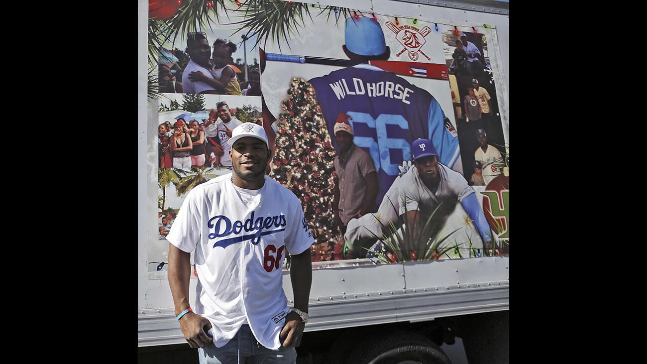 Photo Gallery: L.A. Dodgers Yasiel Puig visits McDonald's on Colorado Blvd. in Glendale