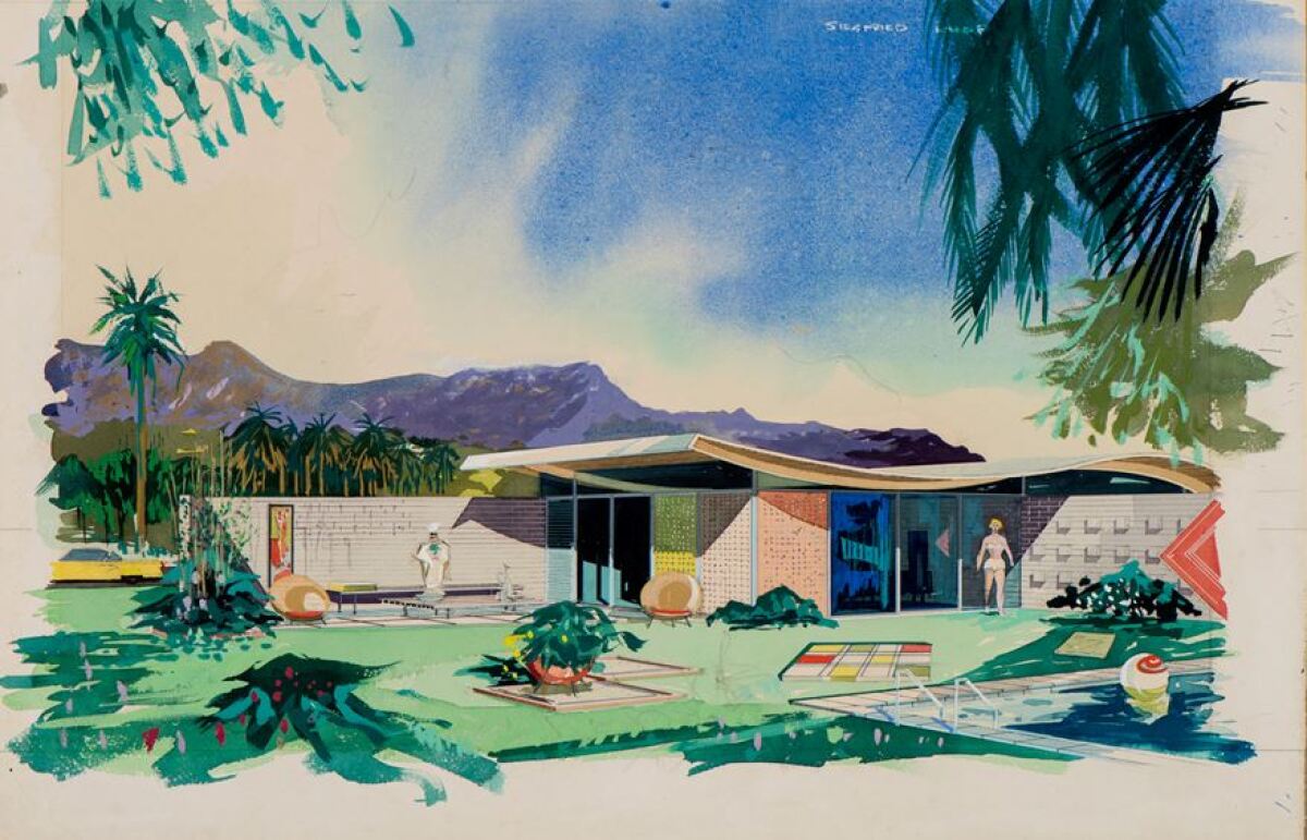 An archival image of the Miles Bates "Wave" House (1955).