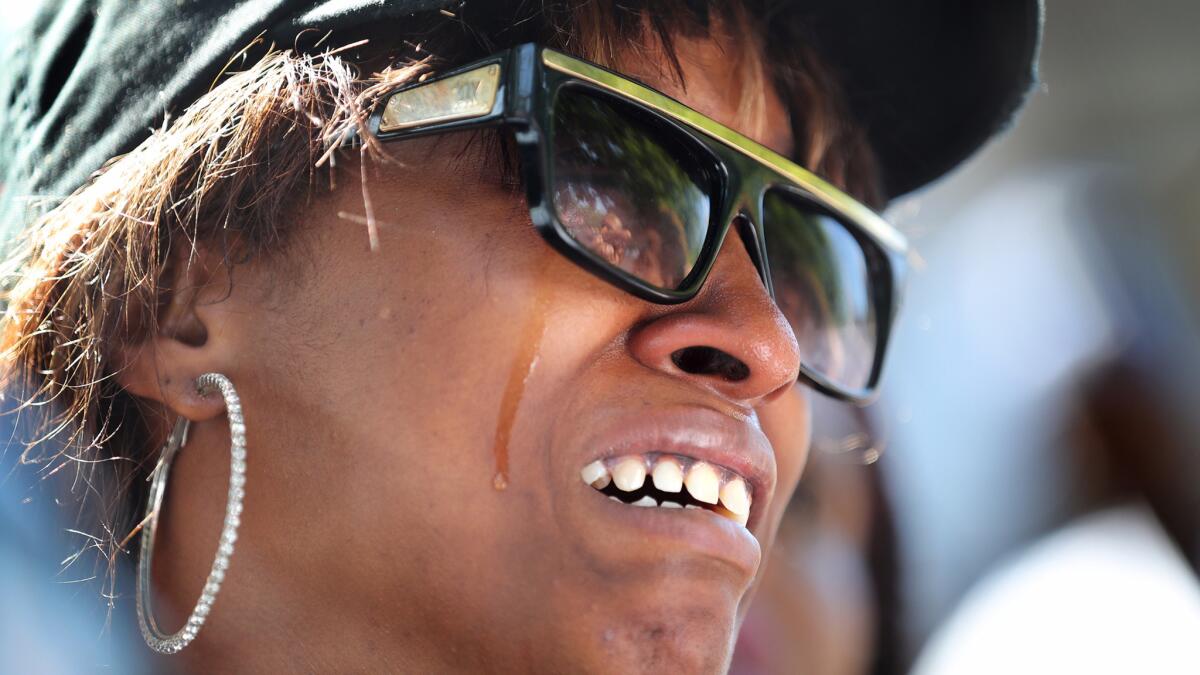 Diamond Reynolds, the girlfriend of Philando Castile, breaks down in tears during a news conference at the Minnesota governor's residence in St. Paul on Thursday, July 7, 2016.