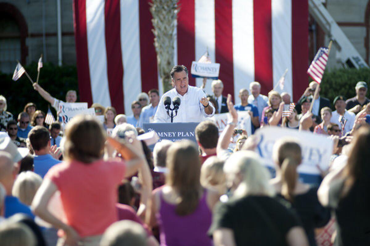 Mitt Romney speaks at Flagler College in St. Augustine, Fla.