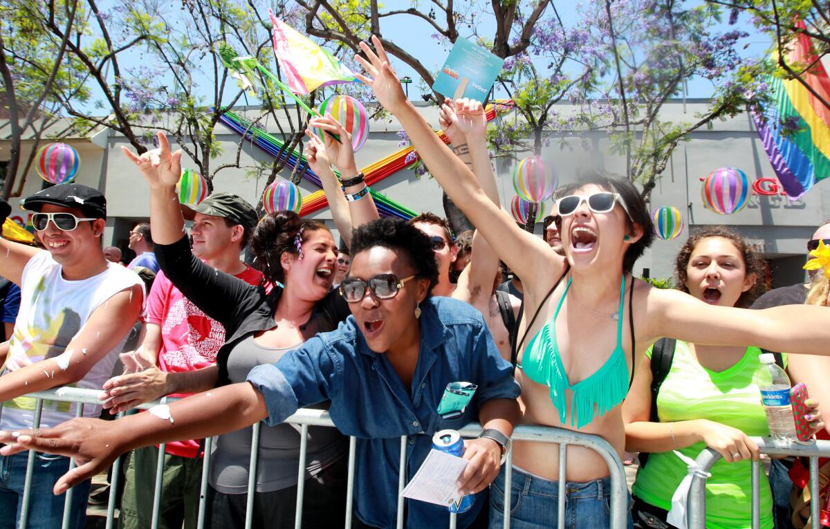 Revelers at the 2012 L.A. Pride parade.