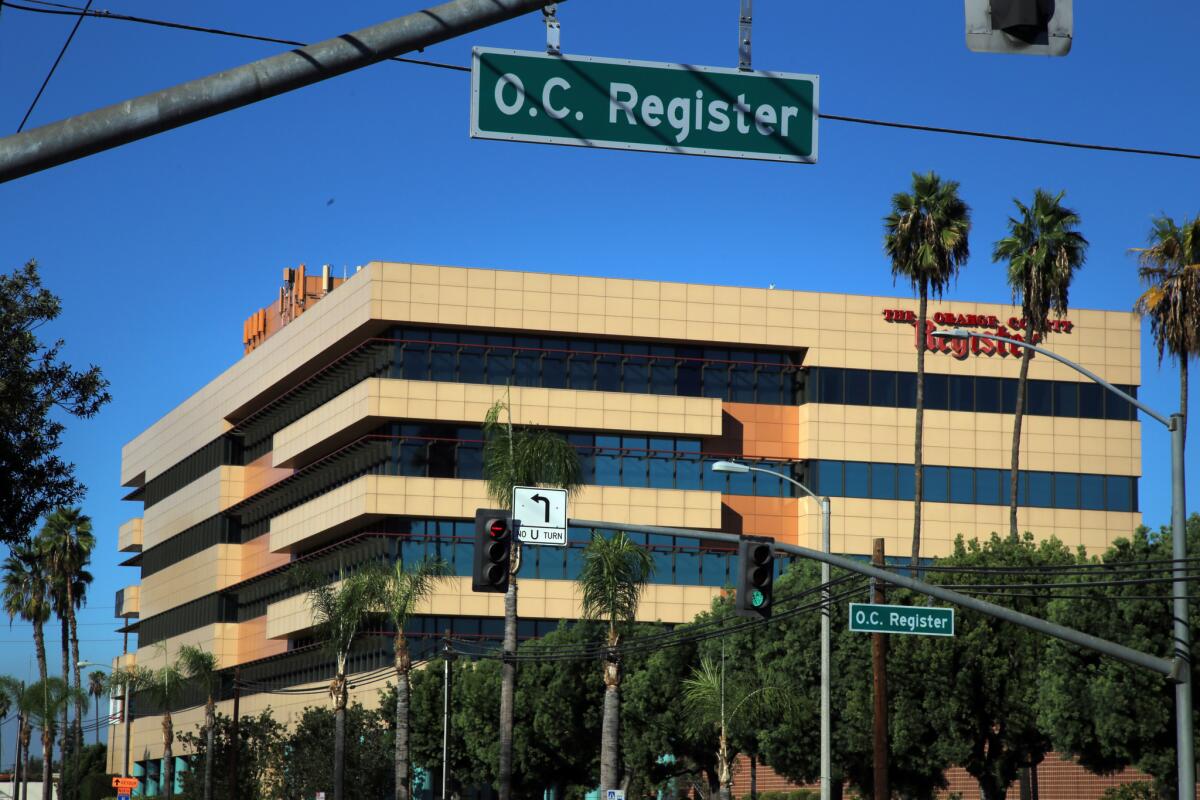 The Orange County Register building in Santa Ana.