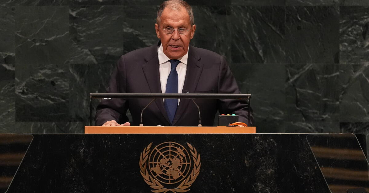 Photo: Los Angeles Times Foreign Minister Sergey Lavrov of Russia speaks during the 81st session of the United Nations General Assembly at United