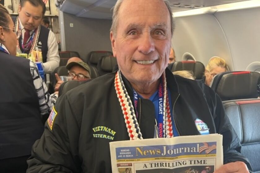 Retired Marine Corps Lt. Col Ernest Price of Rancho Bernardo took an Honors Flight to Washington, D.C. for Vietnam Veterans.