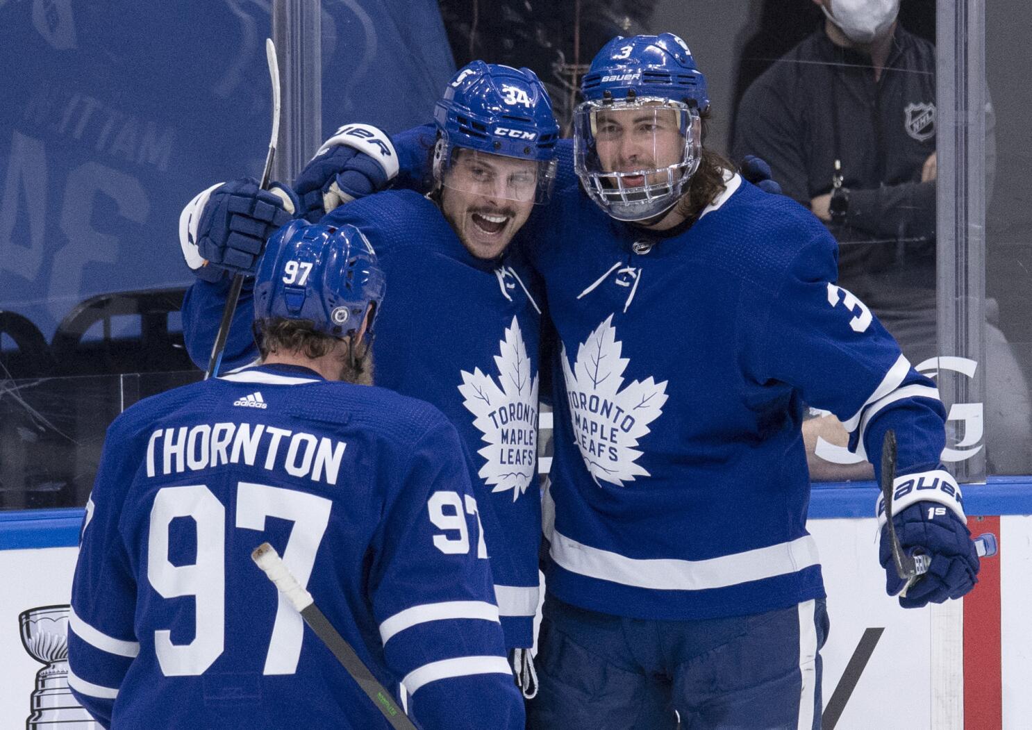 Maple Leafs' Matthews becomes fifth to open season with