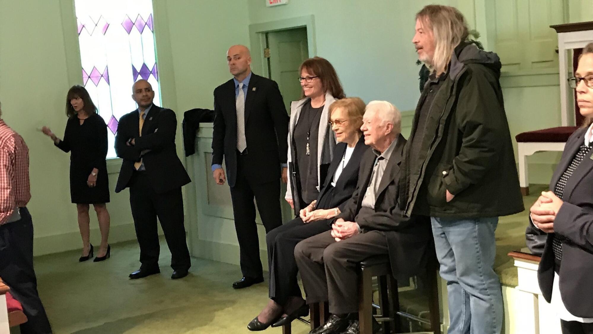 Former President Jimmy Carter and First Lady Rosalynn Carter at  Maranatha Baptist Church in Plains, Ga.