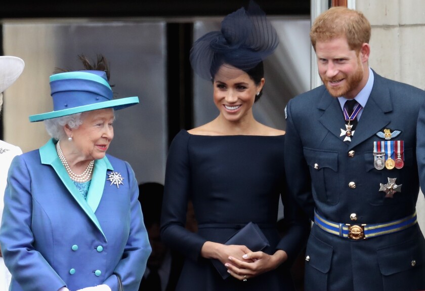 Queen Elizbaeth II, Duchess Meghan and Prince Harry