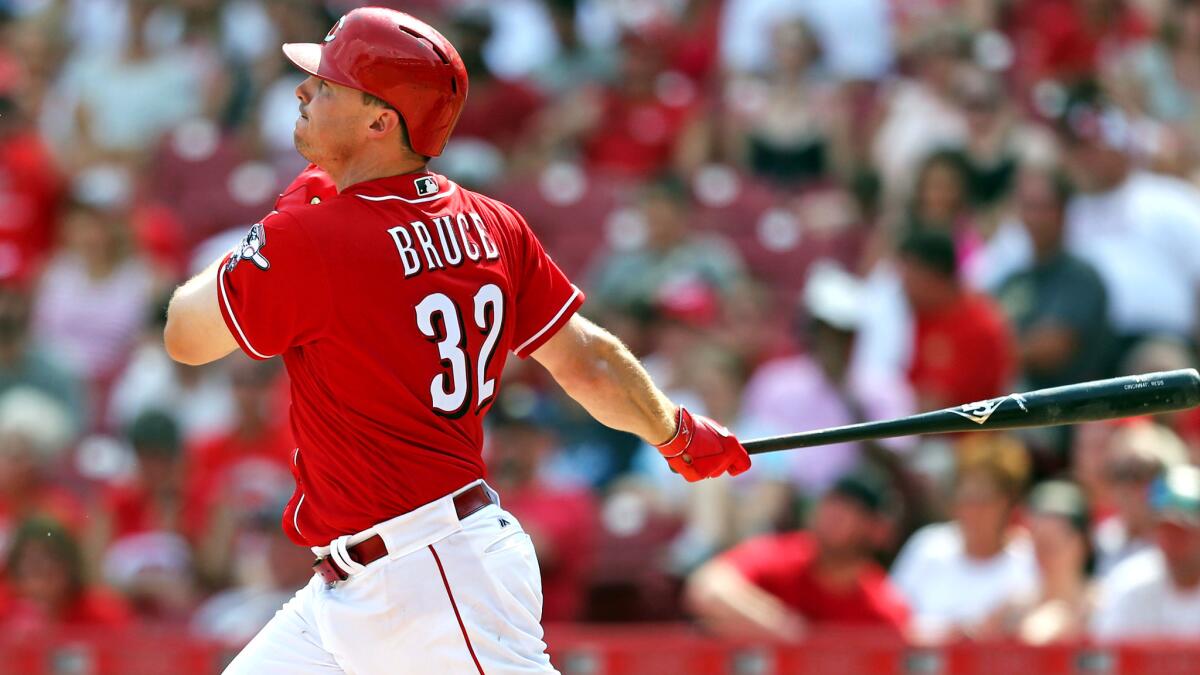 Jay Bruce follows through on a three-run home run against Arizona on July 24, one of 25 homers the Cincinnati Reds outfielder has hit this season.