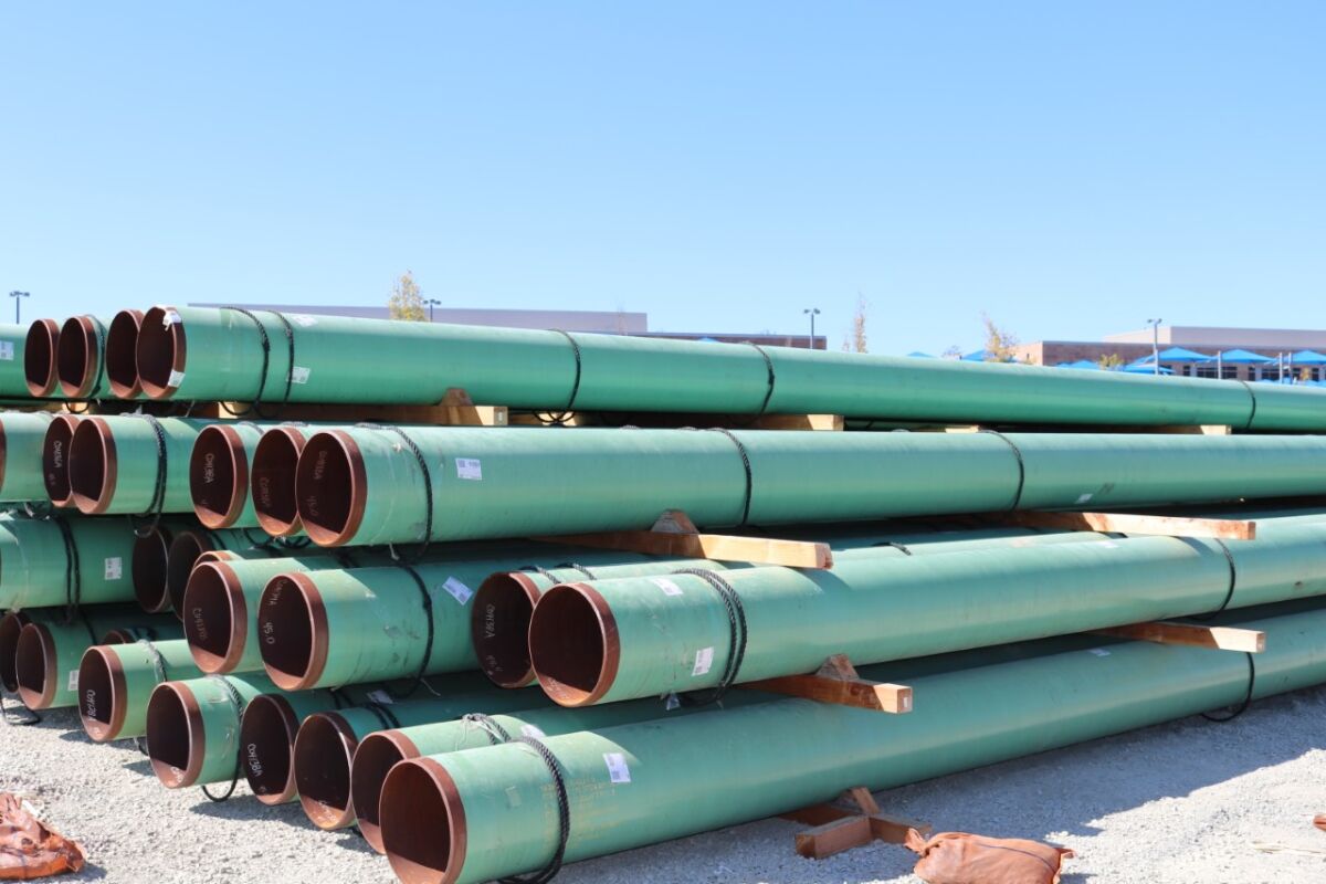 San Diego Gas & Electric natural gas pipelines in storage. 