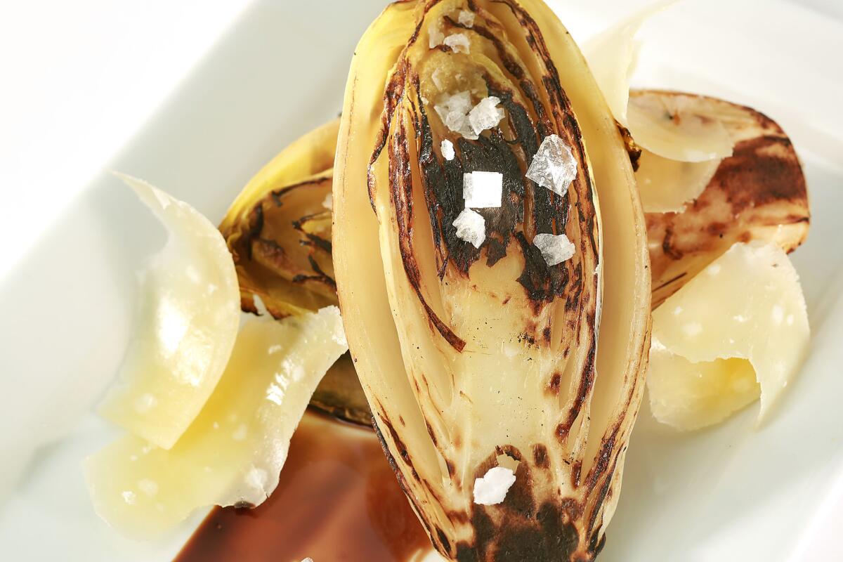 Charred Endive with balsamic vinegar and Parmesan.