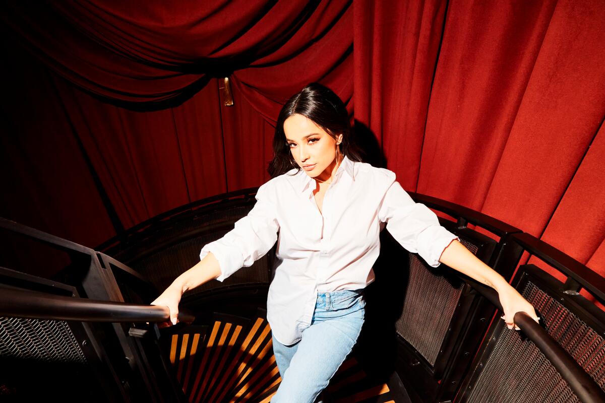 Becky G, whose performance of Diane Warren's "The Fire Inside" makes our playlist, photographed at New York's Civilian Hotel.