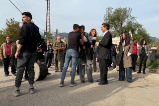 Actors perform in the last scene of the "Al-Batal" series.
