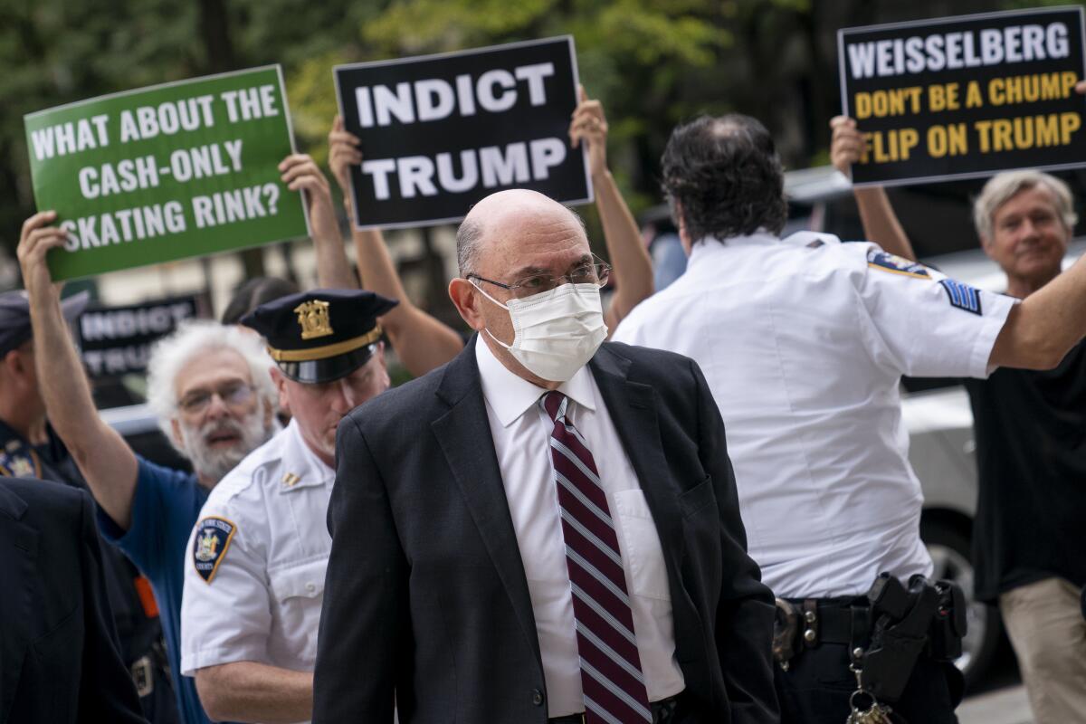 The Trump Organization's former Chief Financial Officer Allen Weisselberg arrives at court, Friday, Aug. 12, 2022, in New York. (AP Photo/John Minchillo)