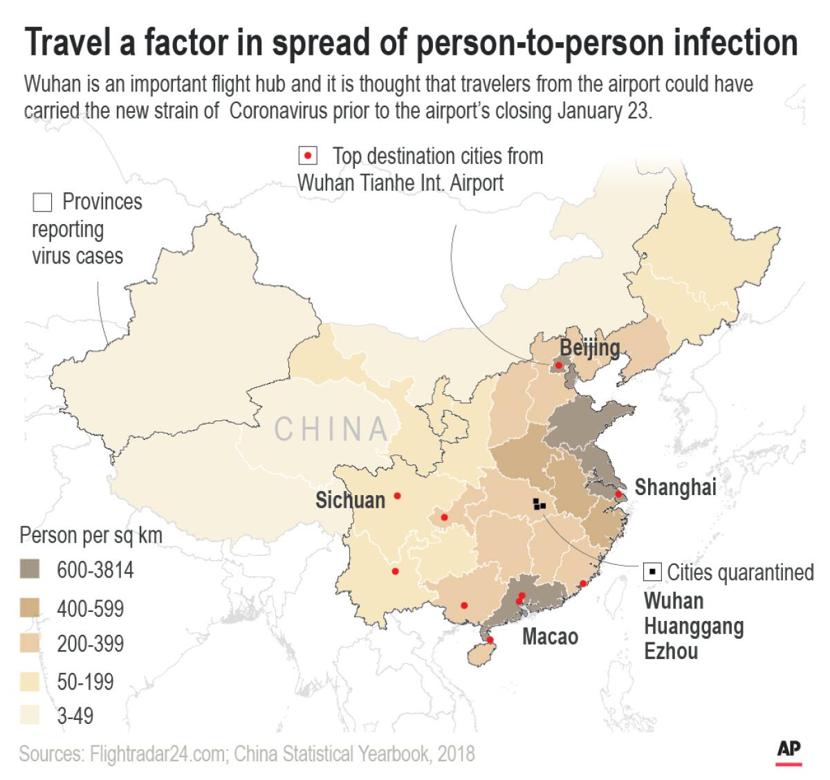 A map of how the coronavirus is spreading from Wuhan to other parts of China